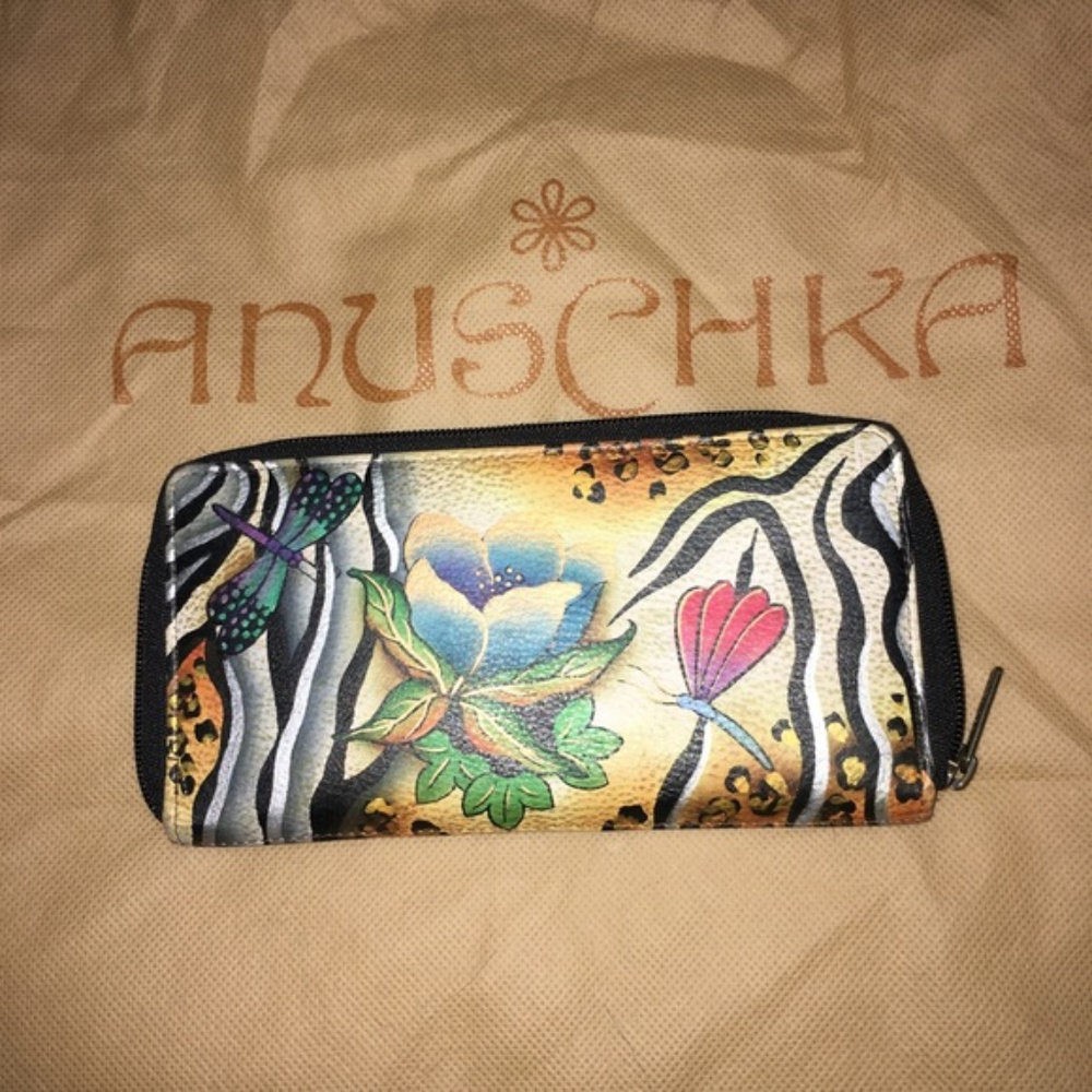 Anuschka Wallet - Dragonflies & Flowers